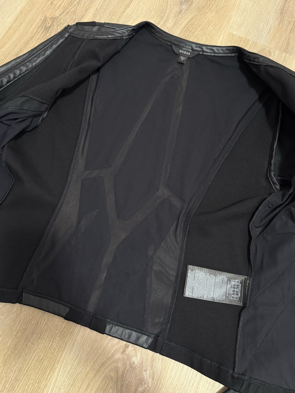 Guess Faux Leather Mesh Jacket - Black - Picture 6 of 6